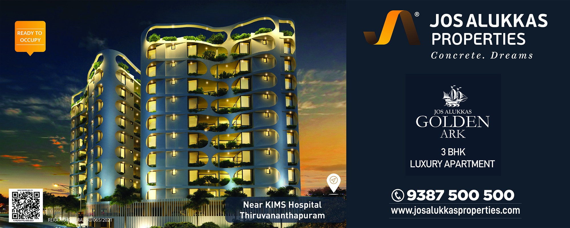 JOS ALUKKAS PROPERTIES - MODERN LUXURY APARTMENT - Golden ARK for sale at Trivandrum